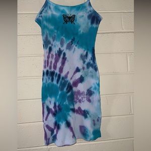 tie dyed embroidered butterfly dress